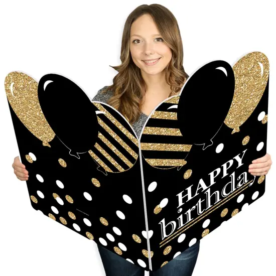Big Dot of Happiness Adult Happy Birthday - Gold - Happy Birthday Giant Greeting Card - Big Shaped Jumborific Card {1}
