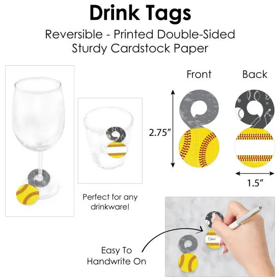 Big Dot of Happiness Grand Slam - Fastpitch Softball - Birthday Party & Baby Shower Paper Charger & Table Decorations Chargerific Kit Setting for 8 {7}