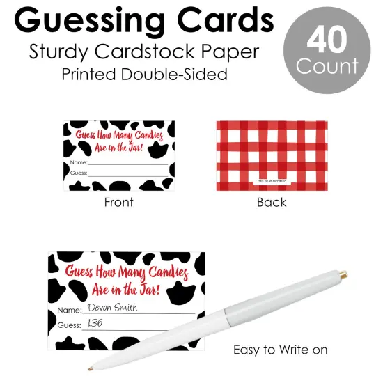 Big Dot of Happiness Farm Animals - How Many Candies Barnyard Baby Shower or Birthday Party Game - 1 Stand and 40 Cards - Candy Guessing Game {7}
