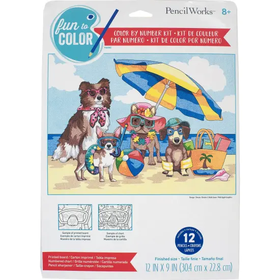 Pencil Works Color By Number Kit 12"X9"-Summer Paws {1}