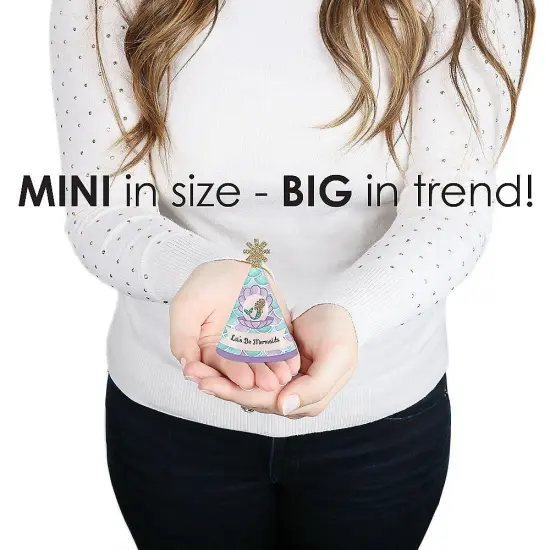 Big Dot of Happiness Let's Be Mermaids - Mermaid Mini Cone Baby Shower or Birthday Party Hats - Small Little Party Hats - Set of 8 {4}