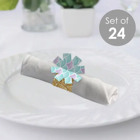 Big Dot of Happiness Let&rsquo;s Be Mermaids - Baby Shower or Birthday Party Paper Napkin Holder - Napkin Rings - Set of 24 {3}