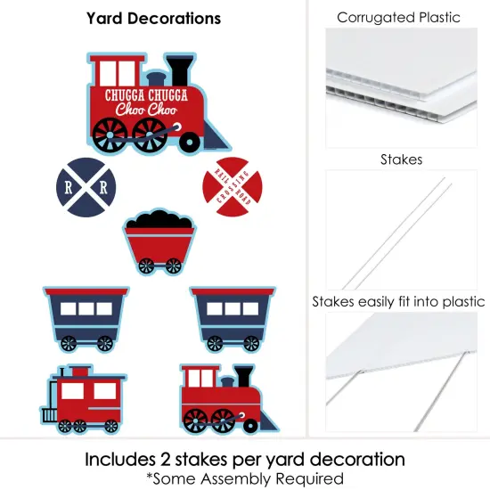 Big Dot of Happiness Railroad Party Crossing - Yard Sign & Outdoor Lawn Decorations - Steam Train Birthday Party or Baby Shower Yard Signs - Set of 8 {6}