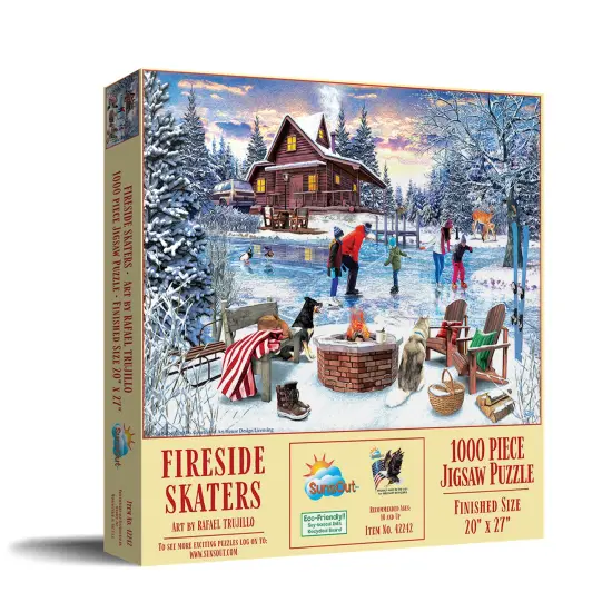 Sunsout Fireside Skaters 1000 pc Christmas Jigsaw Puzzle 42242 {3}