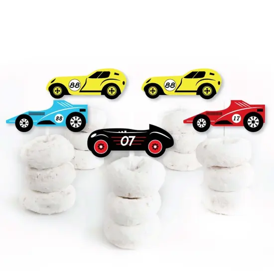 Big Dot of Happiness Let's Go Racing - Racecar - Dessert Cupcake Toppers - Race Car Birthday Party or Baby Shower Clear Treat Picks - Set of 24 {3}