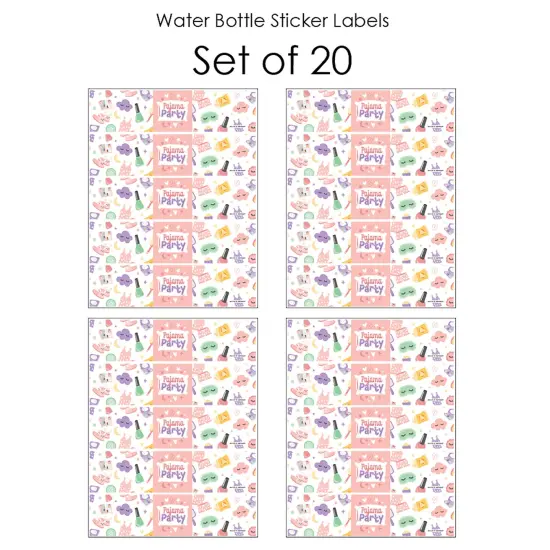Big Dot of Happiness Pajama Slumber Party - Girls Sleepover Birthday Party Water Bottle Sticker Labels - Set of 20 {5}