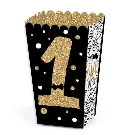 Big Dot of Happiness 1st Birthday Little Mr. Onederful - Boy First Birthday Party Favor Popcorn Treat Boxes - Set of 12 {1}