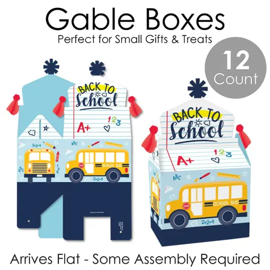 Big Dot of Happiness Back to School - Treat Box Party Favors - First Day of School Classroom Decorations Goodie Gable Boxes - Set of 12 {7}