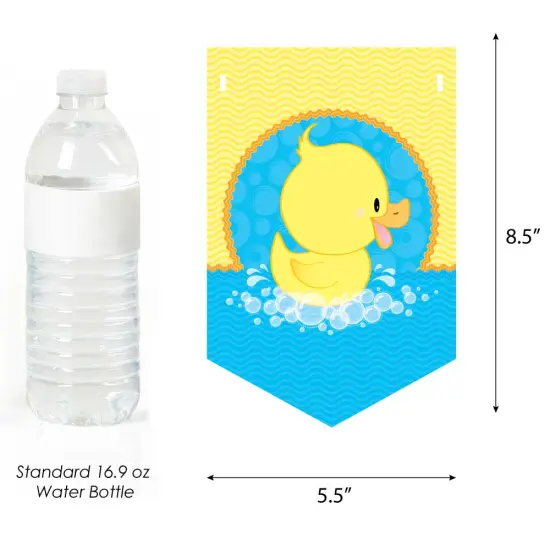 Big Dot of Happiness Ducky Duck - Baby Shower Bunting Banner - Blue Party Decorations - Welcome Baby {3}