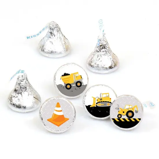Big Dot of Happiness Dig It - Construction Party Zone - Party Round Candy Sticker Favors - Labels Fits Chocolate Candy (1 sheet of 108) {1}