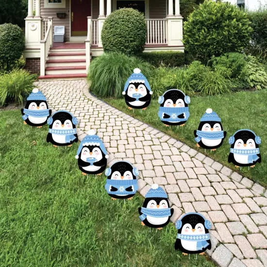 Big Dot of Happiness Winter Penguins - Lawn Decorations - Outdoor Holiday and Christmas Party Yard Decorations - 10 Piece {1}