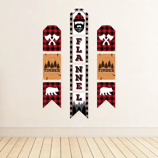Big Dot of Happiness Lumberjack - Channel The Flannel - Hanging Vertical Paper Door Banners - Buffalo Plaid Party Wall Decor Kit - Indoor Door Decor {4}