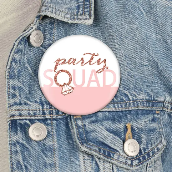 Big Dot of Happiness Bride Squad - 3 inch Rose Gold Bridal Shower or Bachelorette Party Badge - Pinback Buttons - Set of 8 {4}