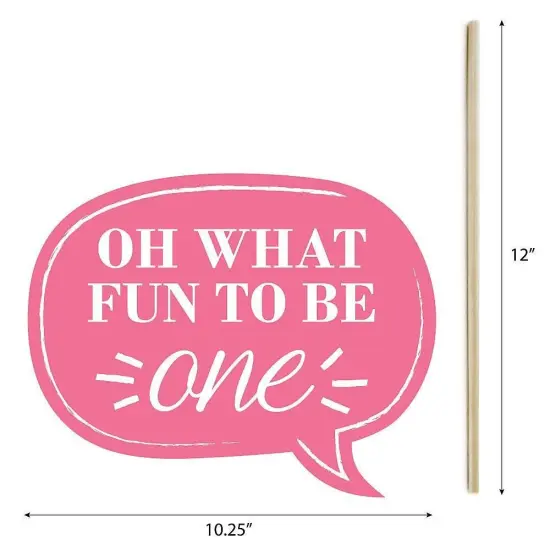 Big Dot of Happiness Funny 1st Birthday Girl - Fun to be One - First Birthday Party Photo Booth Props Kit - 10 Piece {6}
