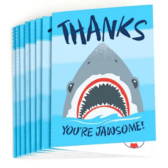 Big Dot of Happiness Shark Zone - Jawsome Party or Birthday Party Thank You Cards (8 count) {3}
