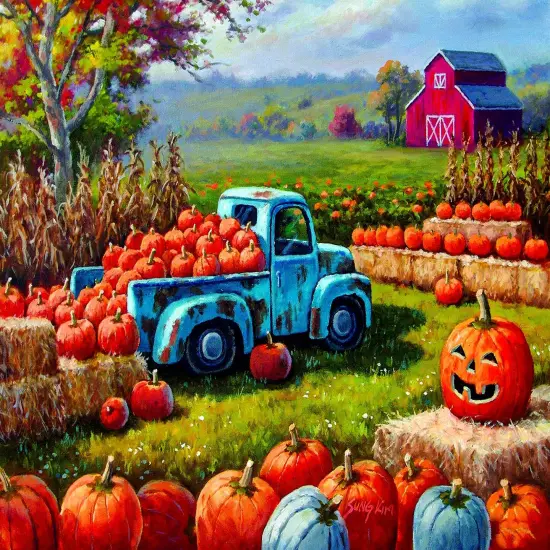 Sunsout Pumpkin Farm Festival 1000 pc Halloween Jigsaw Puzzle 36662 {1}