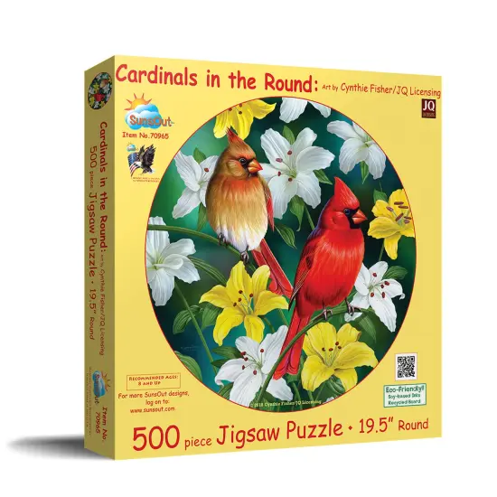 Sunsout Cardinals in the Round 500 pc Round Jigsaw Puzzle 70965 {3}