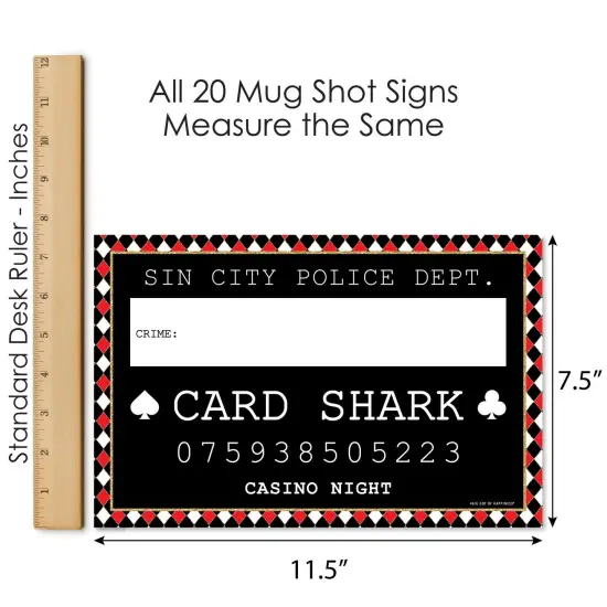 Big Dot of Happiness Las Vegas - Party Mug Shots - Photo Booth Props Casino Party Mugshot Signs - 20 Count {7}