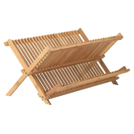 Helen&rsquo;s Asian Kitchen Natural Bamboo Dish Drying Rack Foldable {1}