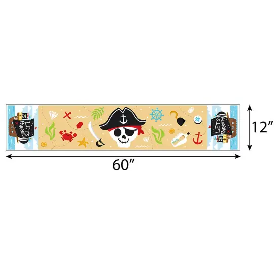 Big Dot of Happiness Pirate Ship Adventures - Petite Skull Birthday Party Paper Table Runner - 12 x 60 inches {4}