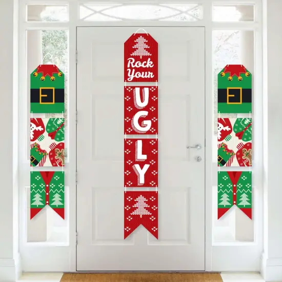 Big Dot of Happiness Ugly Sweater - Hanging Vertical Paper Door Banners - Holiday and Christmas Party Wall Decoration Kit - Indoor Door Decor {1}