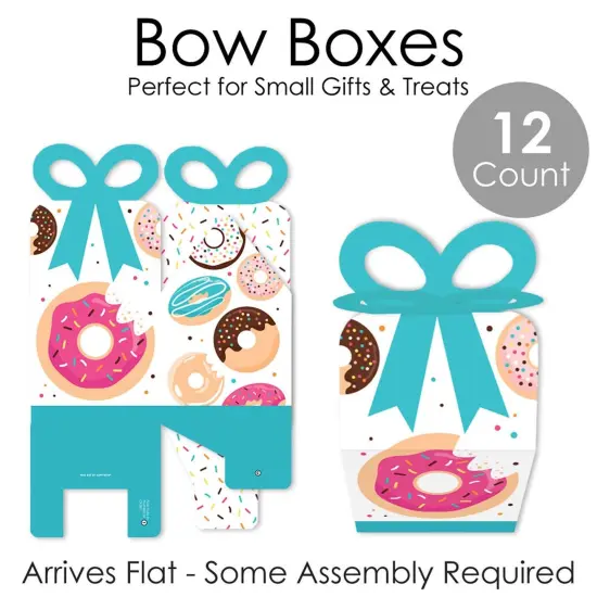 Big Dot of Happiness Donut Worry, Let's Party - Square Favor Gift Boxes - Doughnut Party Bow Boxes - Set of 12 {7}