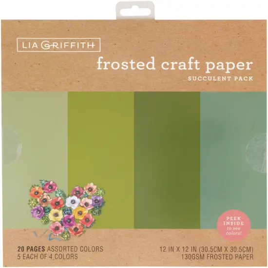Lia Griffith Frosted Craft Tissue Paper 12"X12" 20/Pkg-Succulent-Greens {1}