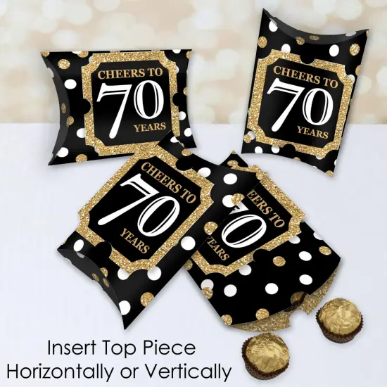 Big Dot of Happiness Adult 70th Birthday - Gold - Favor Gift Boxes - Birthday Party Large Pillow Boxes - Set of 12 {4}