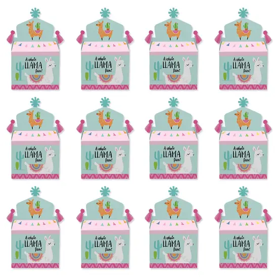 Big Dot of Happiness Whole Llama Fun - Treat Box Party Favors - Llama Fiesta Baby Shower or Birthday Party Goodie Gable Boxes - Set of 12 {6}