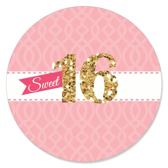 Big Dot of Happiness Sweet 16 - 16th Birthday Party Circle Sticker Labels - 24 Count {1}