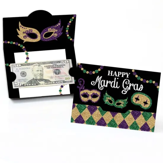 Big Dot of Happiness Mardi Gras - Masquerade Party Money and Gift Card Holders - Set of 8 {1}