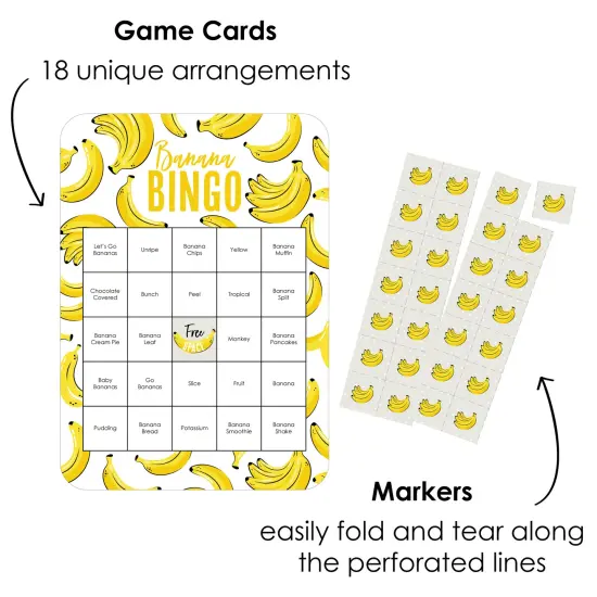 Big Dot of Happiness Let&rsquo;s Go Bananas - Bingo Cards and Markers - Tropical Party Bingo Game - Set of 18 {3}