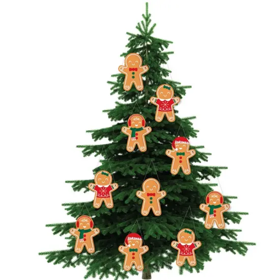 Big Dot of Happiness Hanging Gingerbread Christmas - Outdoor Gingerbread Man Holiday Party Hanging Porch and Tree Yard Decorations - 10 Pc {3}