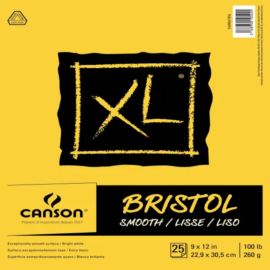 Canson XL Recycled Bristol Paper Pad 9"X12"-25 Sheets {1}