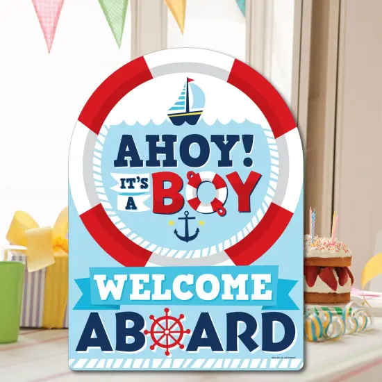 Big Dot of Happiness Ahoy It's a Boy - Party Decorations - Nautical Baby Shower Welcome Yard Sign {7}