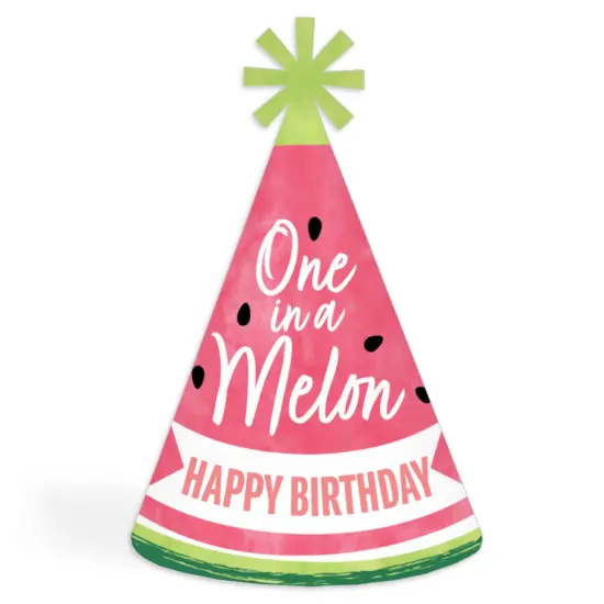 Big Dot of Happiness Sweet Watermelon - Cone Happy Birthday Party Hats for Kids and Adults - Set of 8 (Standard Size) {1}