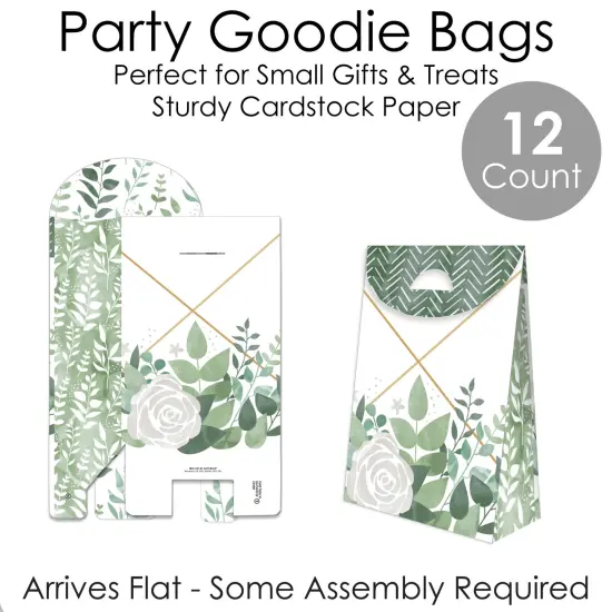 Big Dot of Happiness Boho Botanical - Greenery Gift Favor Bags - Party Goodie Boxes - Set of 12 {7}