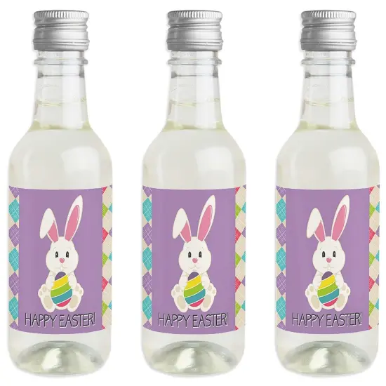 Big Dot of Happiness Hippity Hoppity - Mini Wine and Champagne Bottle Label Stickers - Easter Bunny Party Favor Gift for Women and Men - Set of 16 {1}