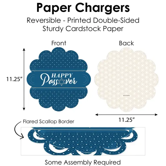 Big Dot of Happiness Happy Passover - Pesach Jewish Holiday Party Paper Charger and Table Decorations - Chargerific Kit - Place Setting for 8 {6}