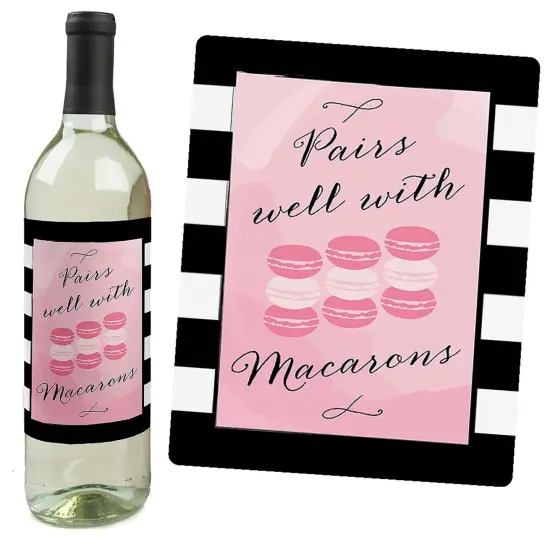 Big Dot of Happiness Paris, Ooh La La - Paris Themed Baby Shower or Birthday Party Decorations for Women & Men - Wine Bottle Label Stickers - Set of 4 {6}