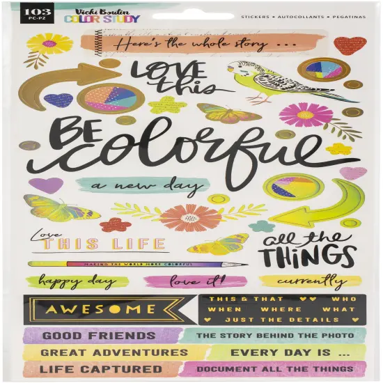 Vicki Boutin Color Study Icon & Phrase Stickers with Foil Accents, 103pcs {1}