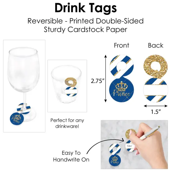 Big Dot of Happiness Royal Prince Charming - Baby Shower or Birthday Party Paper Charger and Table Decorations - Chargerific Kit - Place Setting for 8 {7}