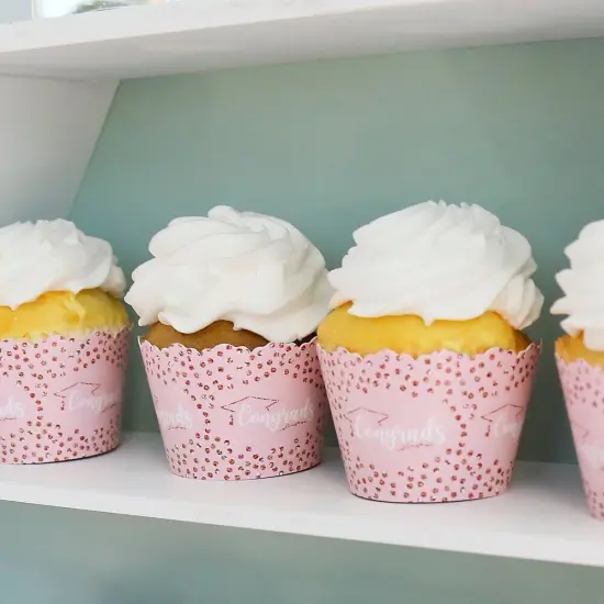 Big Dot of Happiness Rose Gold Grad - Graduation Party Decorations - Party Cupcake Wrappers - Set of 12 {6}