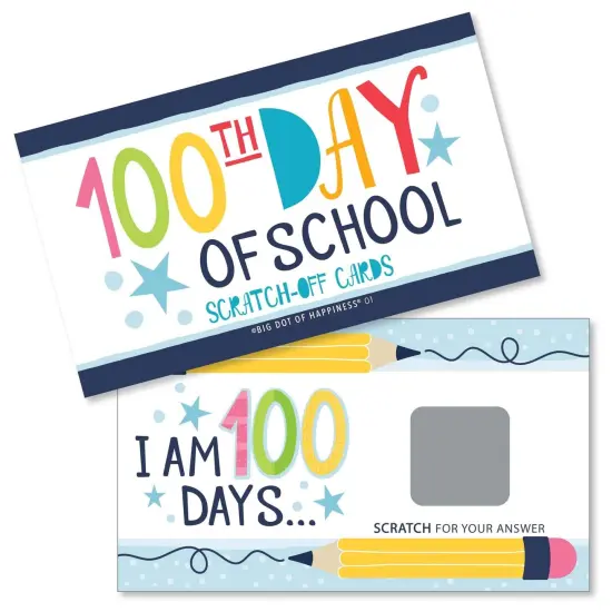 Big Dot of Happiness Happy 100th Day of School - 100 Days Party Game Scratch Off Cards - 22 Count {1}