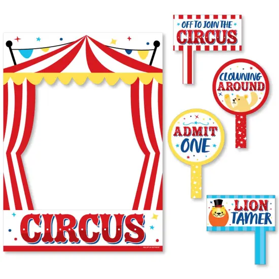 Big Dot of Happiness Carnival - Step Right Up Circus - Carnival Themed Party Selfie Photo Booth Picture Frame and Props - Printed on Sturdy Material {7}