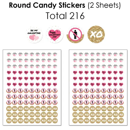 Big Dot of Happiness Be My Galentine - Mini Candy Bar Wrappers, Round Candy Stickers & Circle Stickers - Valentine's Day Candy Favor Kit - 304 Pcs {6}