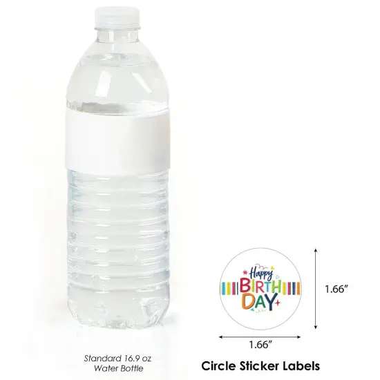 Big Dot of Happiness Cheerful Happy Birthday - Colorful Birthday Party Circle Sticker Labels - 24 Count {4}