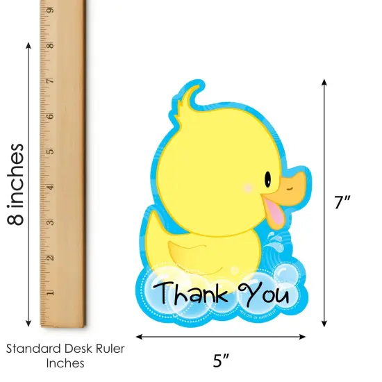 Big Dot of Happiness Ducky Duck - Shaped Thank You Cards - Baby Shower or Birthday Party Thank You Note Cards with Envelopes - Set of 12 {7}