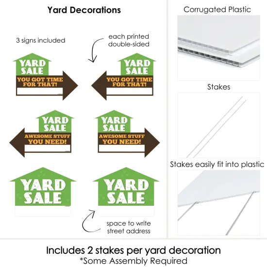 Big Dot of Happiness Yard Sale Signs - Yard Sign with Stakes - Double Sided Outdoor Lawn Sign - Set of 3 {7}