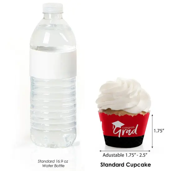 Big Dot of Happiness Red Graduation Party Decorations - Party Cupcake Wrappers - Set of 12 {4}